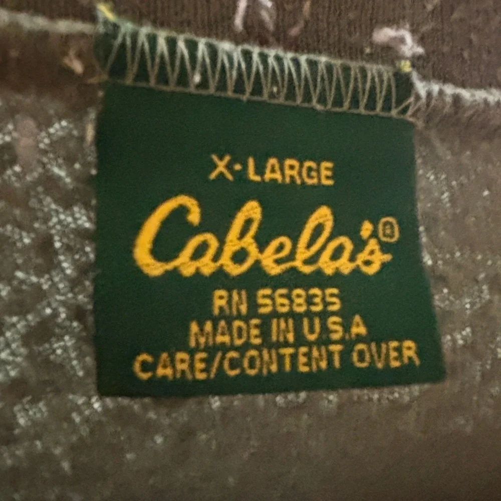 VTG Cabelas Mens XL Thermal Underwear Set Fleece Quarter Zip Pants Brown USA